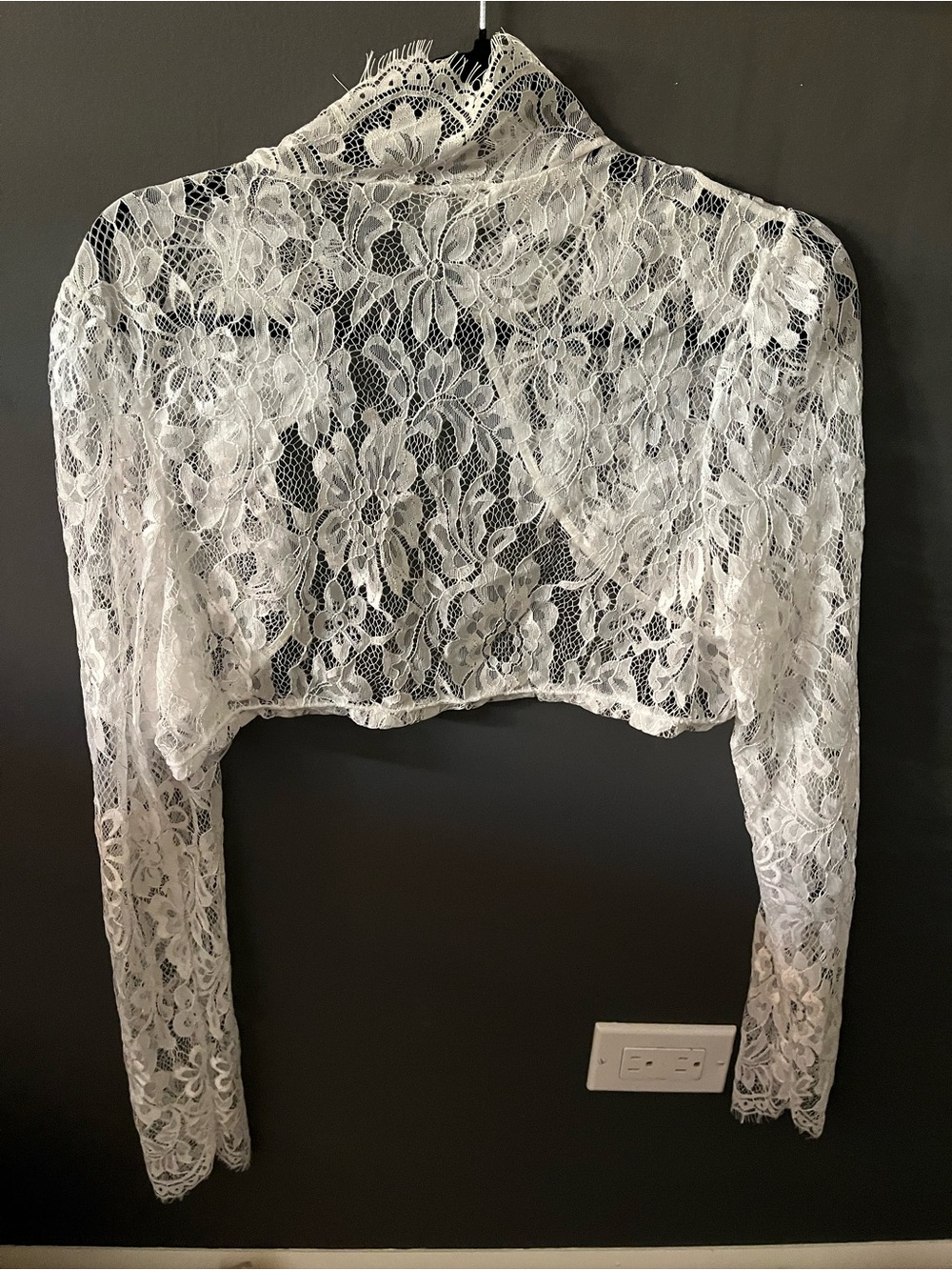 Anthropologie White Floral Lace Cropped Bolero